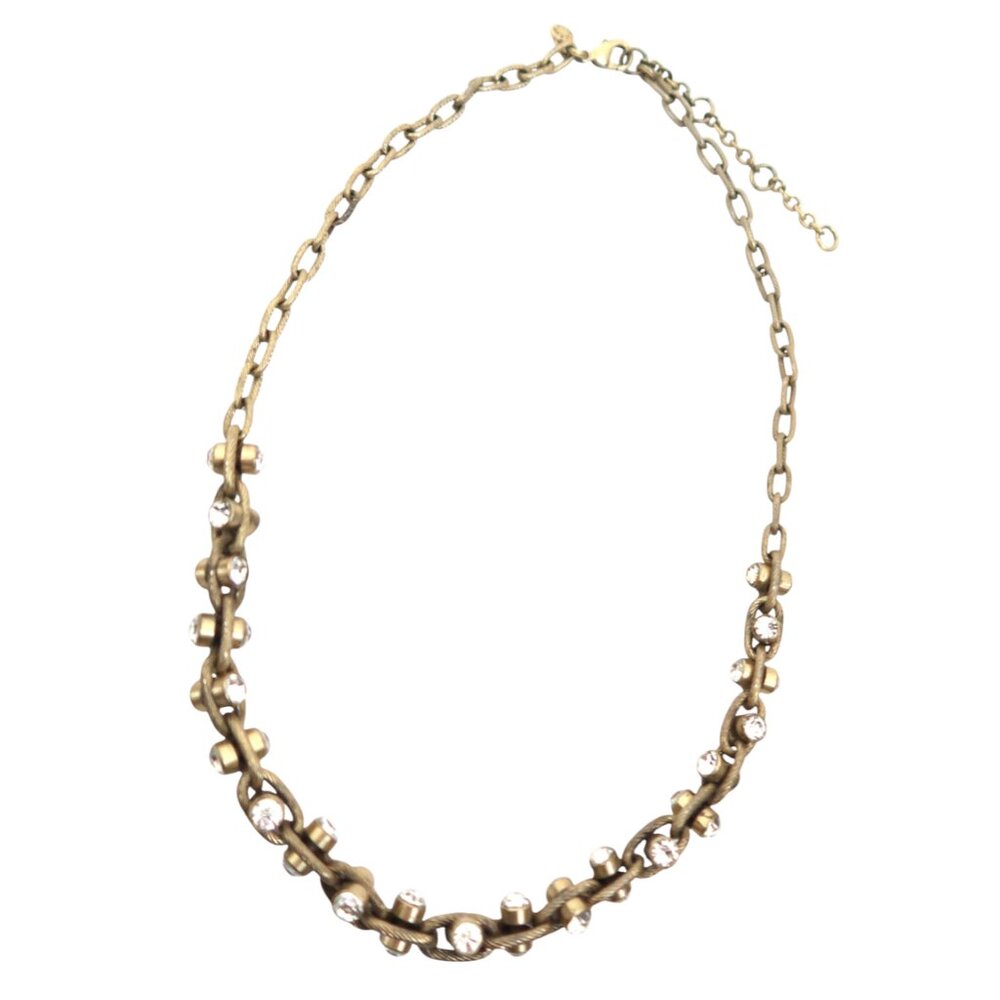 J CREW cable textured link & crystals necklace